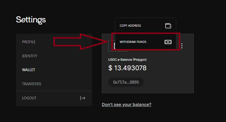 Step 7.1 : Click on “Withdraw Funds”
