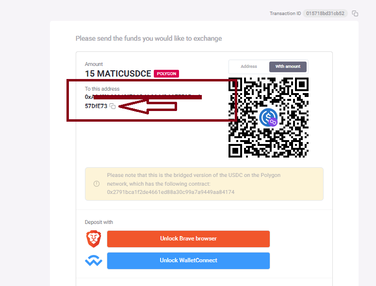 Step 6: Click on the small copy icon to copy the address.